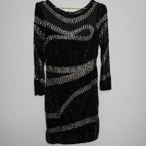 Pre-Owned women's Aidan Mattox Fully Beaded Sequin Dress With sleeves size 6 - Picture 1 of 10